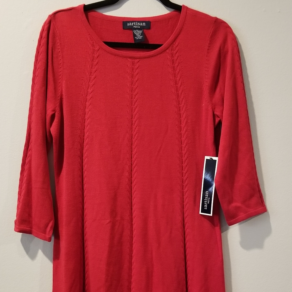 Red Sweater Dress - Petite Large